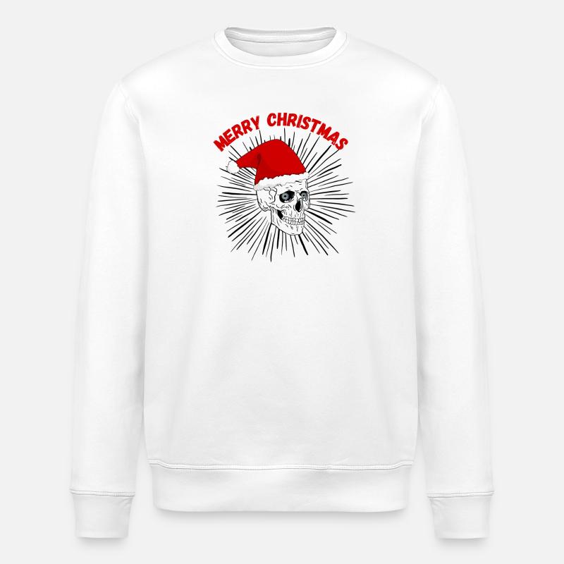 Weihnachtsschädel mit rotem Gothic Hut - Stanley/Stella Unisex Bio-Sweatshirt ROLLER - Weiß