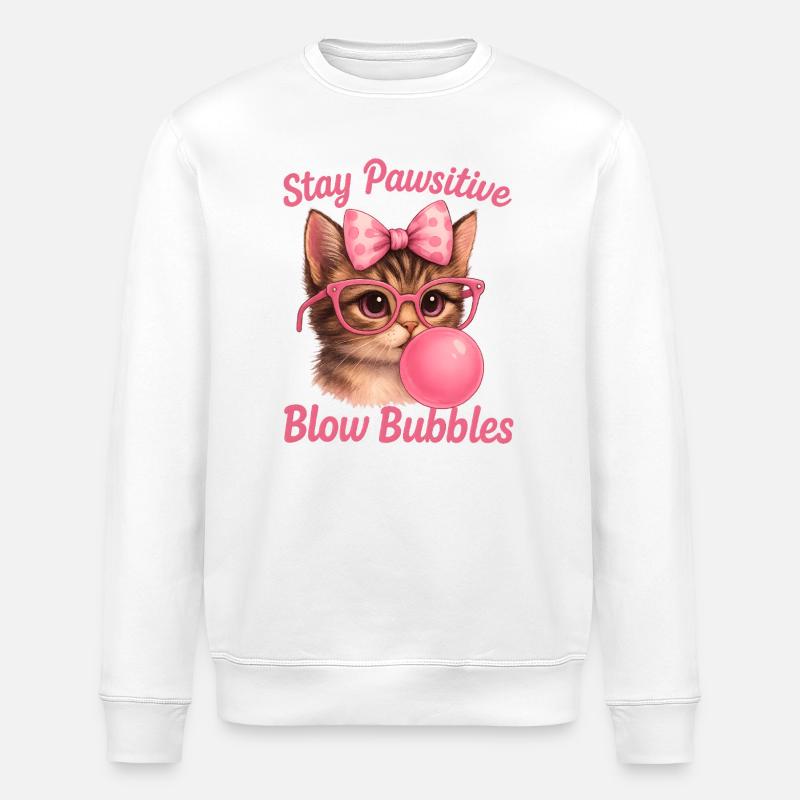 Chat mignon - Stay Pawsitive Blow Bubbles - Sweat bio ROLLER Stanley/Stella Unisexe - blanc
