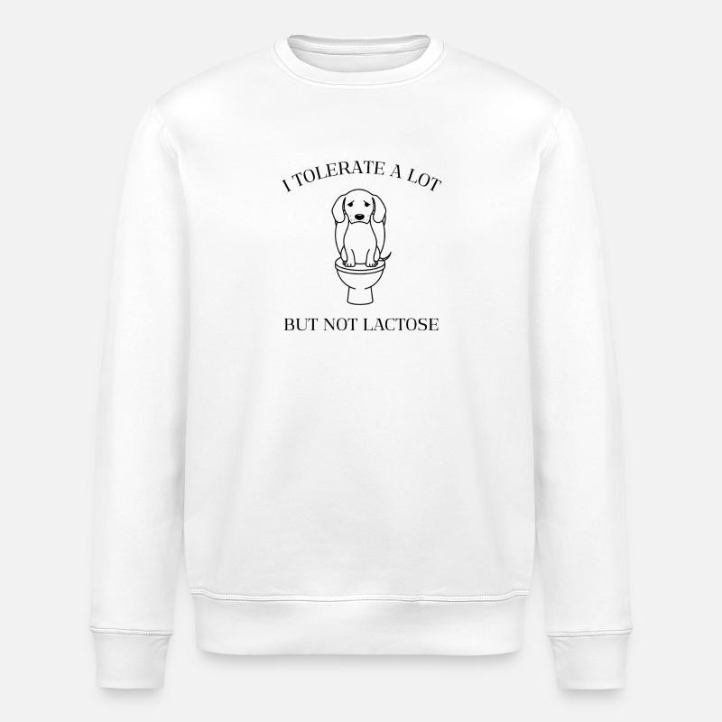 Moody Dachshund – No Lactose Fun - Stanley/Stella Unisex Bio-Sweatshirt ROLLER - Weiß