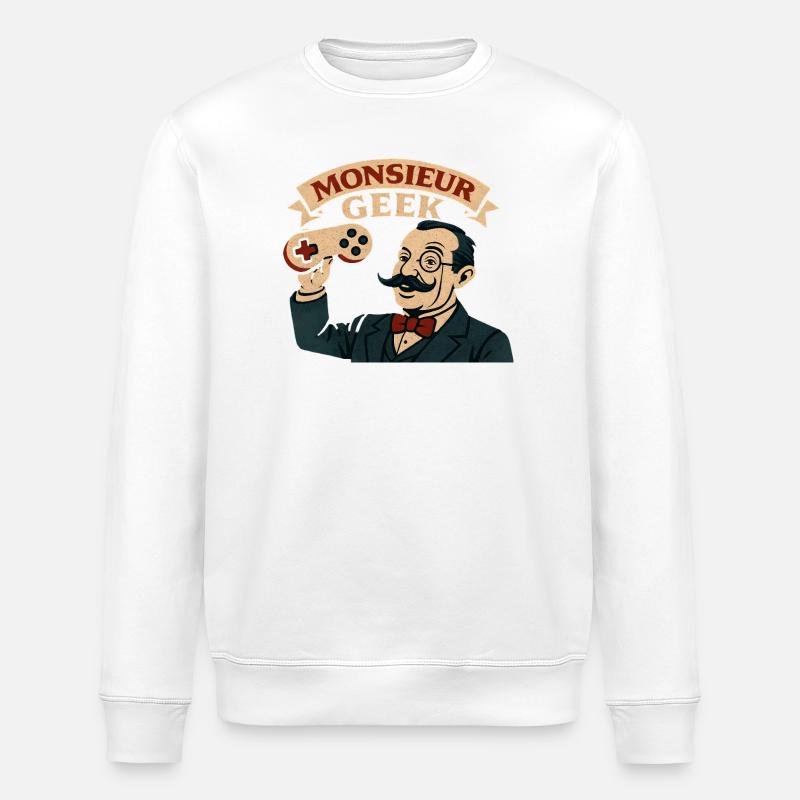 Mr. Geek Retro Spiel - Stanley/Stella Unisex Bio-Sweatshirt ROLLER - Weiß