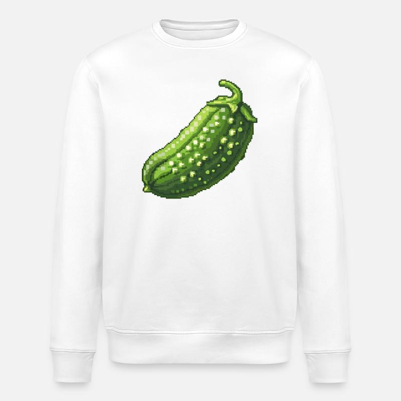 Pixelgurke Retro Grün - Stanley/Stella Unisex Bio-Sweatshirt ROLLER - Weiß
