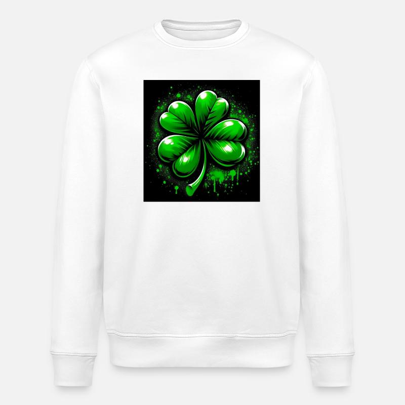 Four-leaf clover - Stanley/Stella ROLLER Unisex Organic Sweatshirt - white
