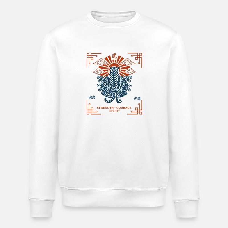 Japanische Tigerillustration - Stanley/Stella Unisex Bio-Sweatshirt ROLLER - Weiß