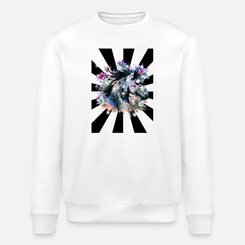 Retro Pferd Pferde Mädchen  - Stanley/Stella Unisex Bio-Sweatshirt ROLLER - Weiß