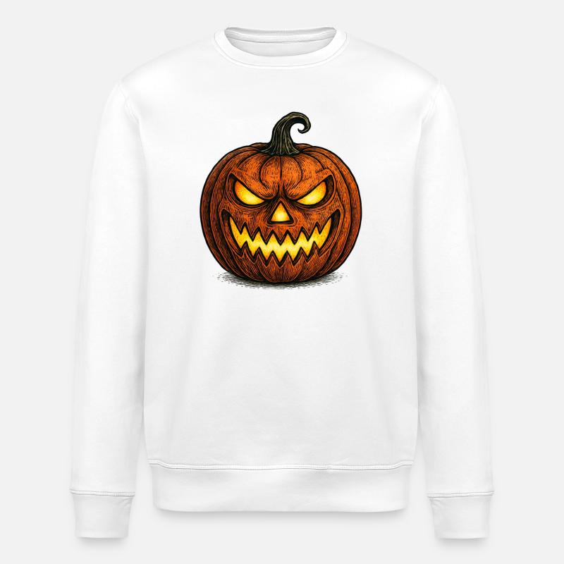 Effrayant Halloween Citrouille Face Chemise - Sweat bio ROLLER Stanley/Stella Unisexe - blanc