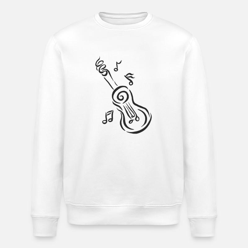 Spiral Guitar with Notes - Stanley/Stella ROLLER Unisex Organic Sweatshirt - white