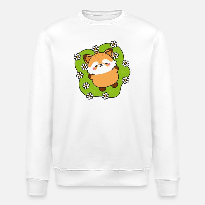 Renarde joyeuse et marguerites - Sweat bio ROLLER Stanley/Stella Unisexe - blanc