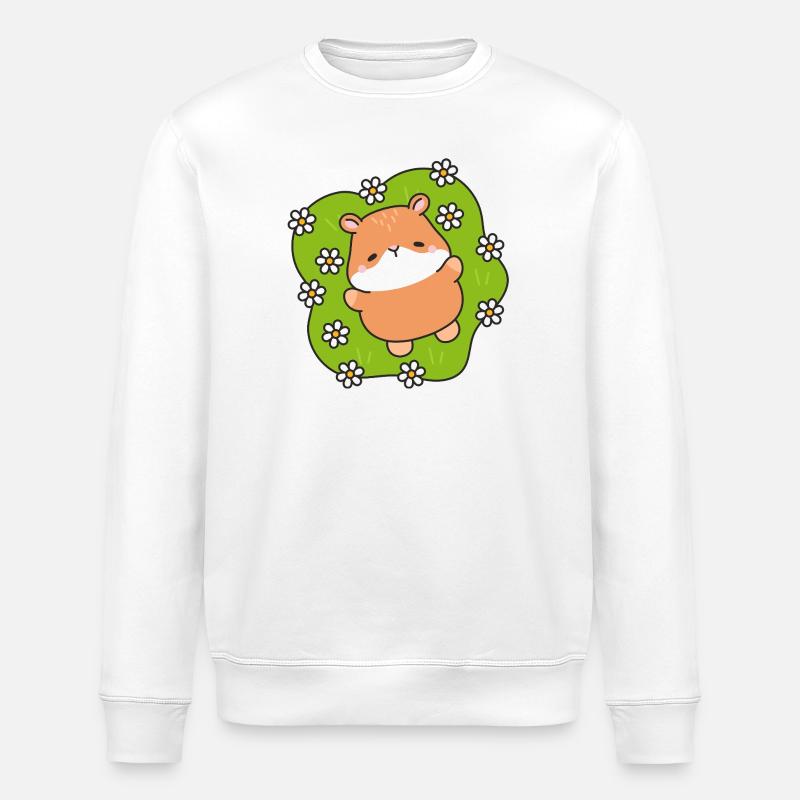 Gänseblümchen-Feldhamster - Stanley/Stella Unisex Bio-Sweatshirt ROLLER - Weiß