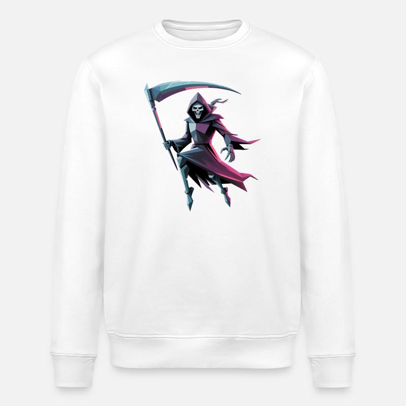 Death Reaper - Cooles Low-Poly-Logo - Stanley/Stella Unisex Bio-Sweatshirt ROLLER - Weiß