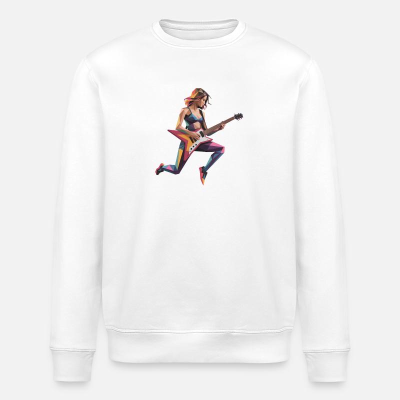 Gitarristin Mädchen - Cooles Musiklogo - Stanley/Stella Unisex Bio-Sweatshirt ROLLER - Weiß
