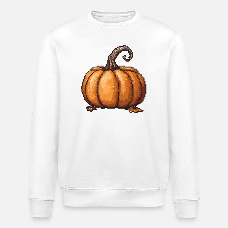 Pixel citrouille rétro Halloween - Sweat bio ROLLER Stanley/Stella Unisexe - blanc