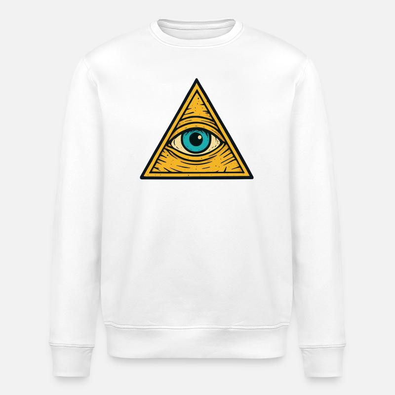 Oeil dans l’illustration du triangle - Sweat bio ROLLER Stanley/Stella Unisexe - blanc