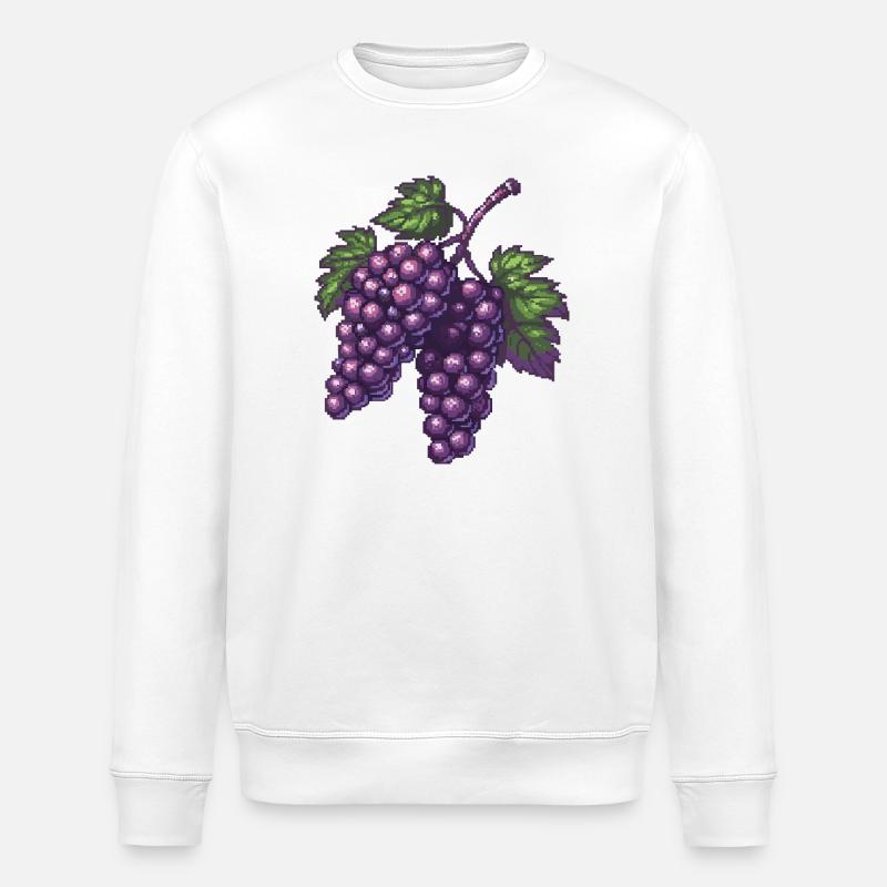 Pixeltrauben Violett Pixelkunst - Stanley/Stella Unisex Bio-Sweatshirt ROLLER - Weiß