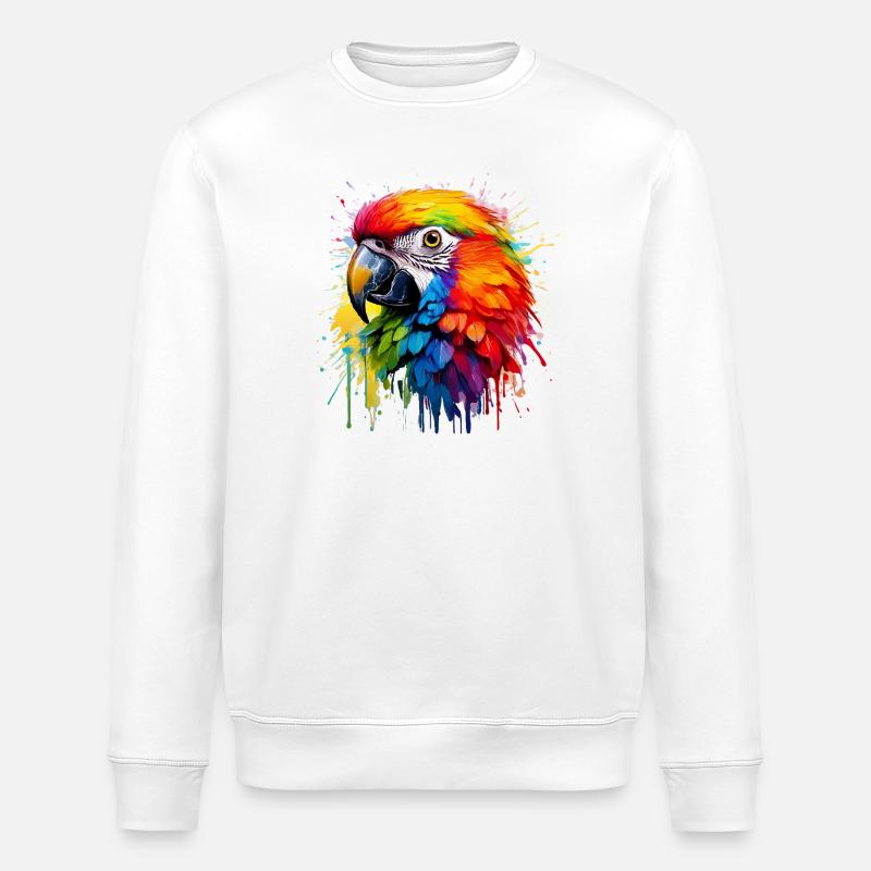 Bunter Paradiespapagei Splash - Stanley/Stella Unisex Bio-Sweatshirt ROLLER - Weiß
