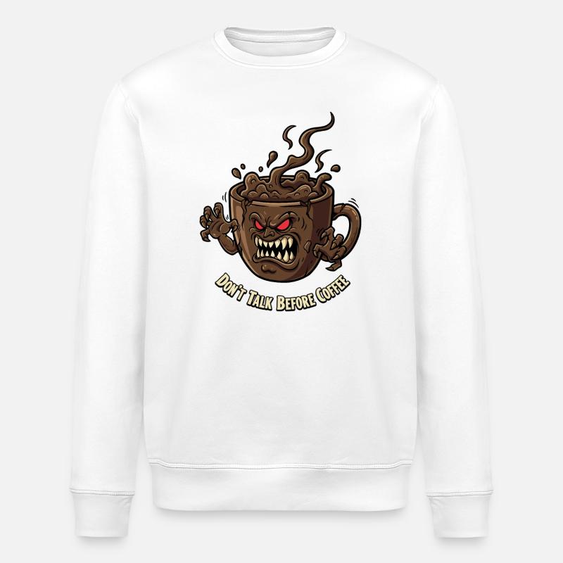 Angry coffee cup before coffee - Stanley/Stella ROLLER Unisex Organic Sweatshirt - white