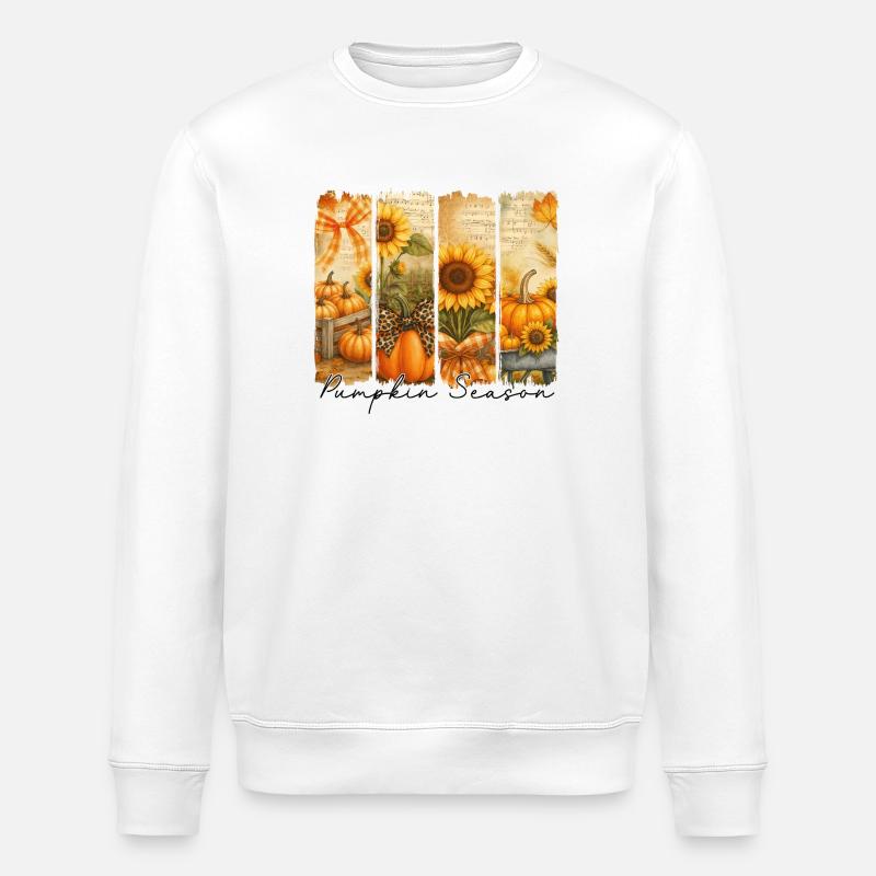 Kürbis Saison Herbst Motiv - Stanley/Stella Unisex Bio-Sweatshirt ROLLER - Weiß