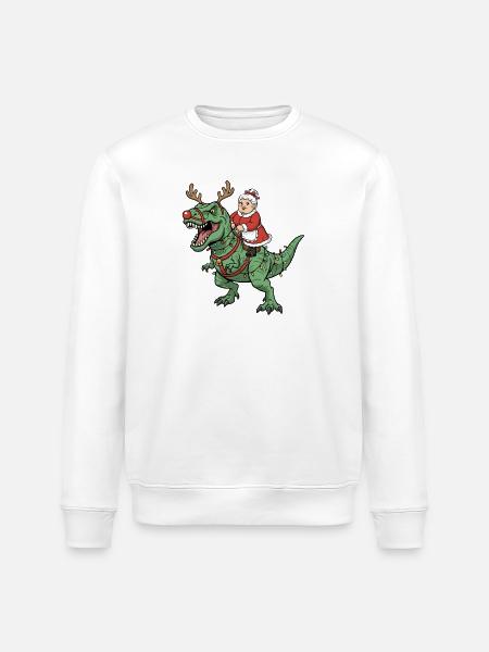 La mère Noël chevauche un T-Rex Funny Christmas Dino Sow - Sweat bio ROLLER Stanley/Stella Unisexe - blanc