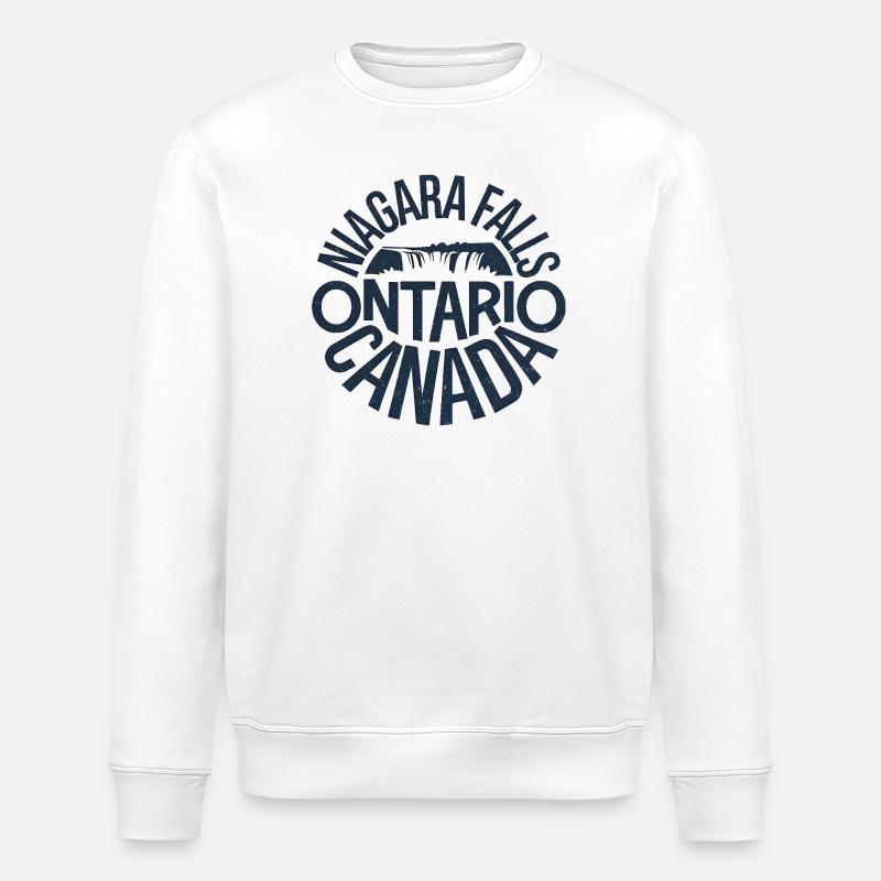Niagara Falls Ontario Canada Circular Logo - Stanley/Stella ROLLER Unisex Organic Sweatshirt - white
