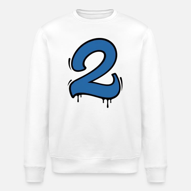 Graffiti Numéro 2 Bleu - Sweat bio ROLLER Stanley/Stella Unisexe - blanc