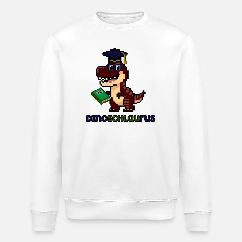 DinoSCHLAUrus - Pixel Art Dinosaurier mit Buch 🦖 - Stanley/Stella Unisex Bio-Sweatshirt ROLLER - Weiß