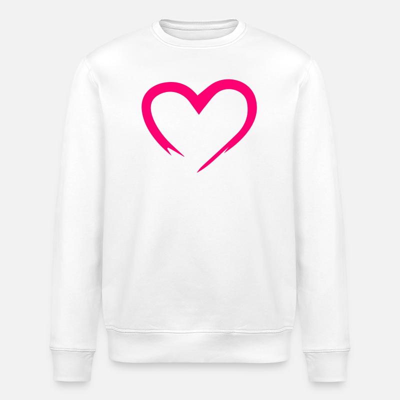 Pinkes Herz-Outline Design - Stanley/Stella Unisex Bio-Sweatshirt ROLLER - Weiß