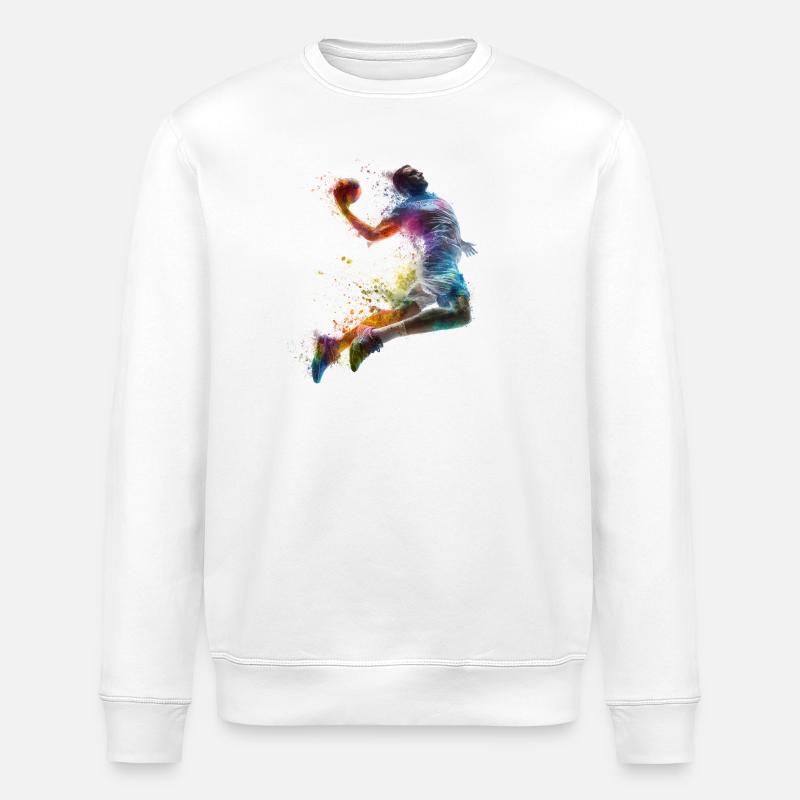 Farbexplosion Handball Sprungwurf - Stanley/Stella Unisex Bio-Sweatshirt ROLLER - Weiß