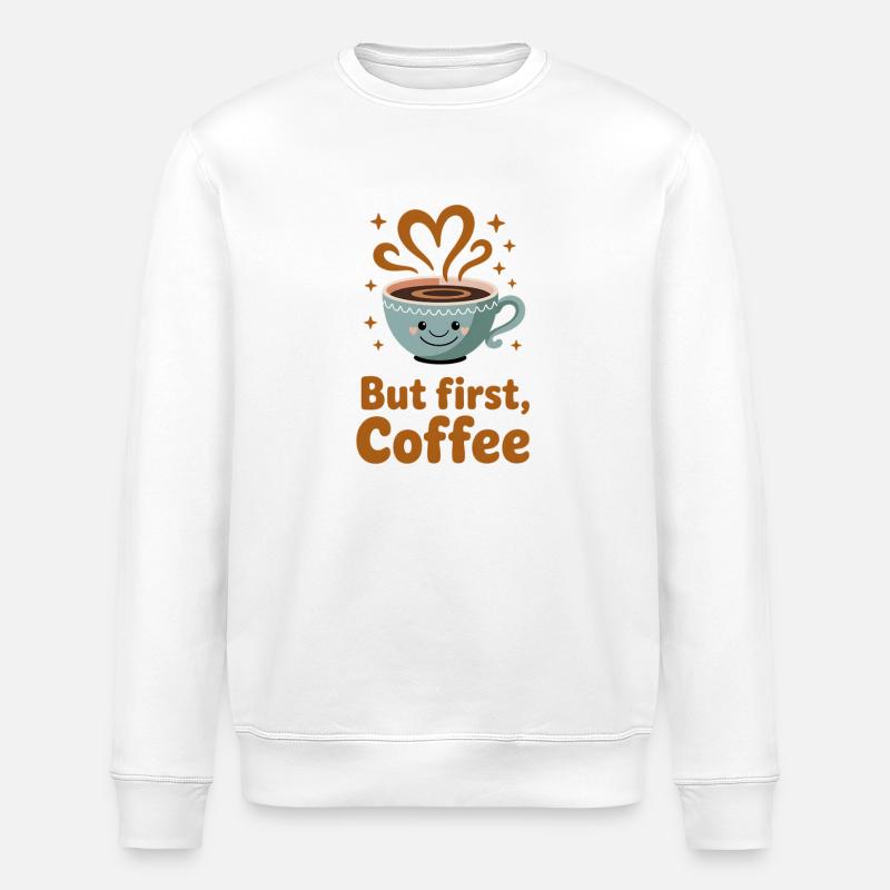 Erster Kaffee – süßer Herz-Latte - Stanley/Stella Unisex Bio-Sweatshirt ROLLER - Weiß