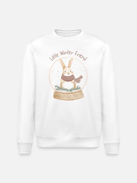 Snow Globe Bunny – Little Winter Friend - Stanley/Stella ROLLER Unisex Organic Sweatshirt - white