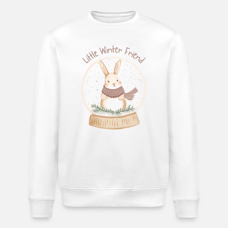 Snow Globe Bunny – Little Winter Friend - Stanley/Stella Unisex Bio-Sweatshirt ROLLER - Weiß