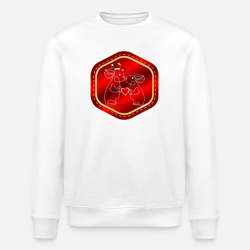 WEIHNACHTEN PAAR HASEN - Stanley/Stella Unisex Bio-Sweatshirt ROLLER - Weiß
