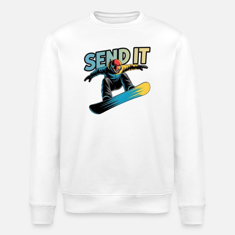 Snowboard Send It Action Comic Wintersport - Stanley/Stella Unisex Bio-Sweatshirt ROLLER - Weiß