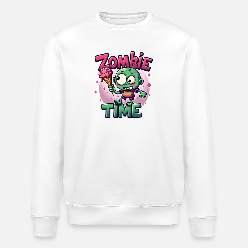 Zombie Time Eiscreme Comic - Stanley/Stella Unisex Bio-Sweatshirt ROLLER - Weiß