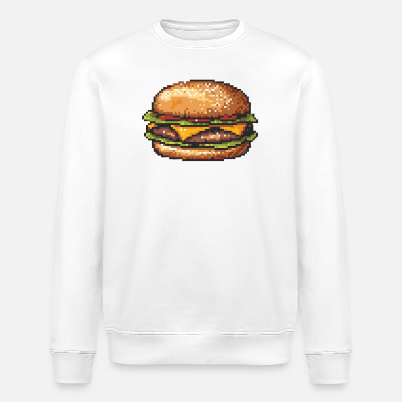 Hamburger 8 bits Pixel Art - Sweat bio ROLLER Stanley/Stella Unisexe - blanc