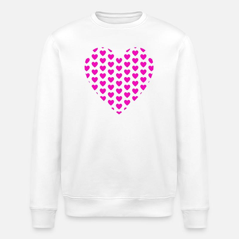 Heart Hearts Patch Pattern - Stanley/Stella ROLLER Unisex Organic Sweatshirt - white