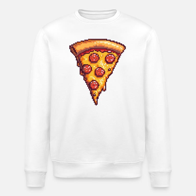 Pixel Pizza Stück - Stanley/Stella Unisex Bio-Sweatshirt ROLLER - Weiß