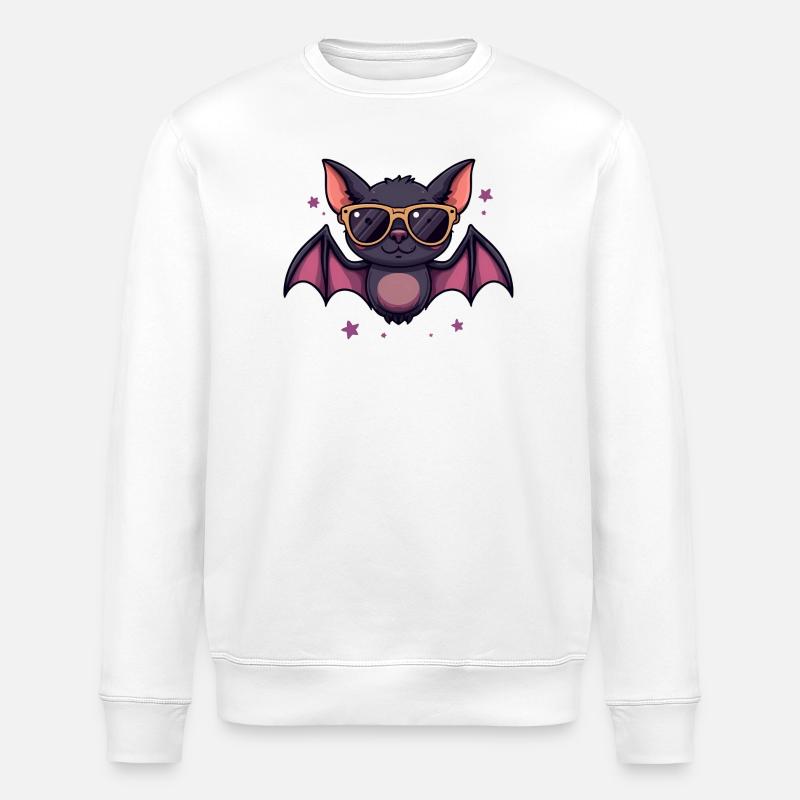 Coole Fledermaus mit Sonnenbrille - Stanley/Stella Unisex Bio-Sweatshirt ROLLER - Weiß