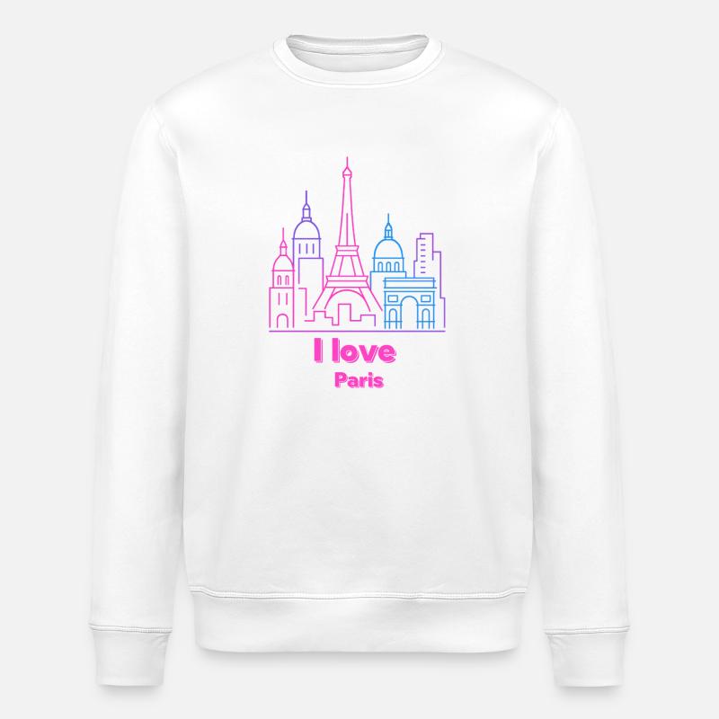 Paris Neon Skyline Silhouette Capitale - Sweat bio ROLLER Stanley/Stella Unisexe - blanc