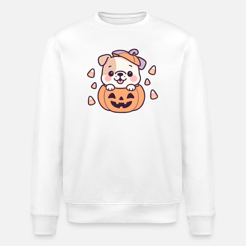 Chien mignon dans citrouille Halloween - Sweat bio ROLLER Stanley/Stella Unisexe - blanc