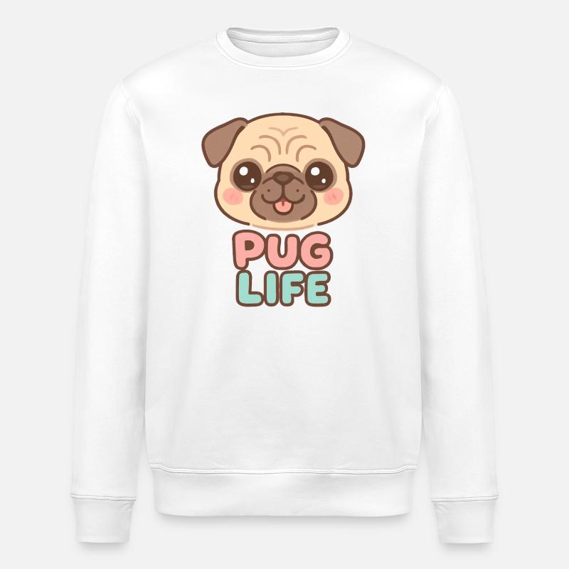 Kawaii Mops Hund - Mops Leben - Stanley/Stella Unisex Bio-Sweatshirt ROLLER - Weiß