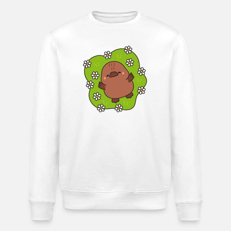 Kawaii Küken auf Blumenhintergrund - Stanley/Stella Unisex Bio-Sweatshirt ROLLER - Weiß