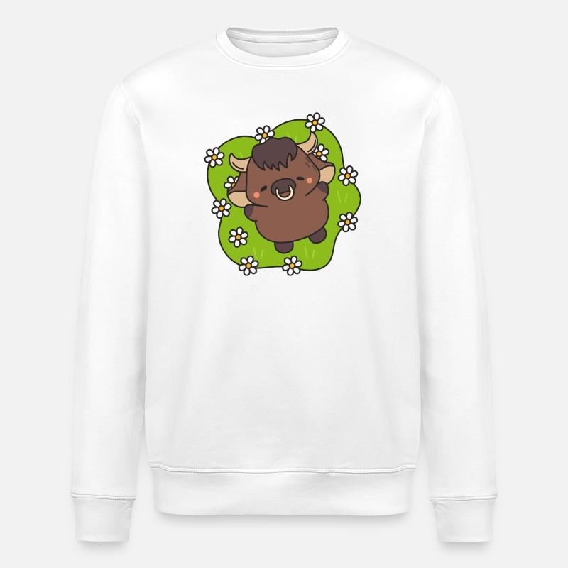Kleine blumige tanzende Kuh - Stanley/Stella Unisex Bio-Sweatshirt ROLLER - Weiß