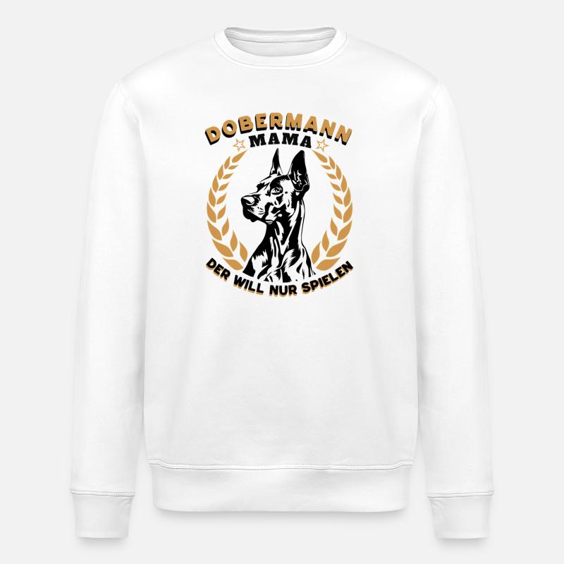 Maman doberman – Il veut juste jouer - Sweat bio ROLLER Stanley/Stella Unisexe - blanc