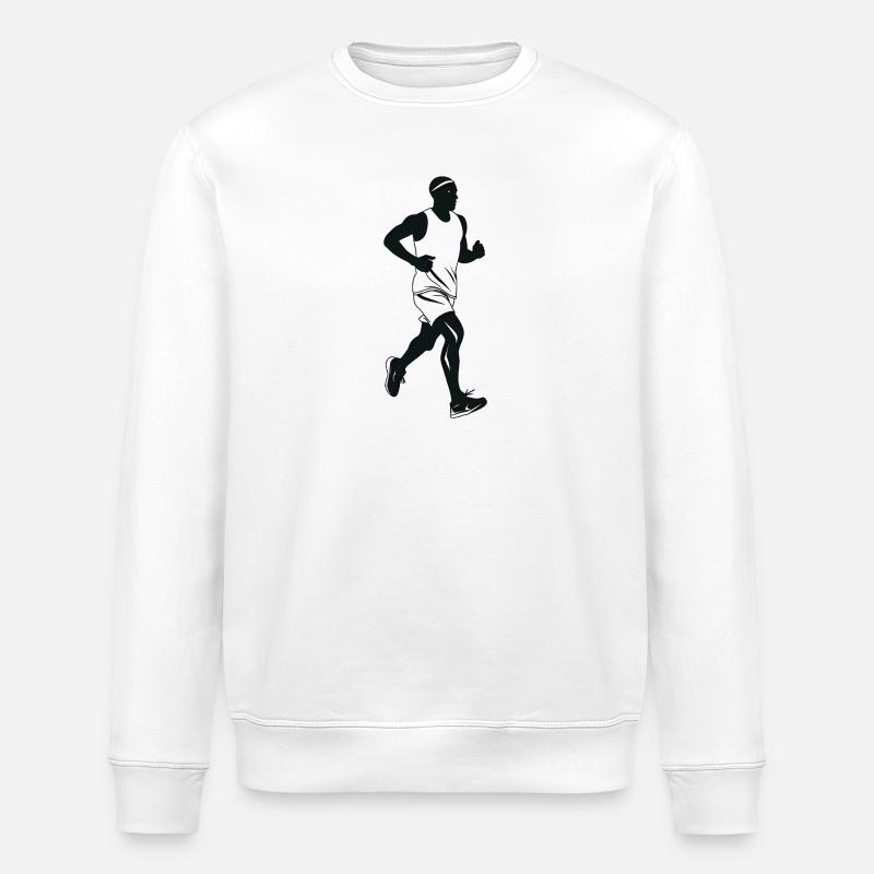 Runner - Cool Silhouette Logo - Stanley/Stella ROLLER Unisex Organic Sweatshirt - white