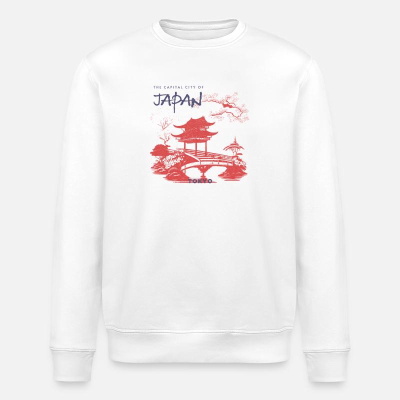 Tokyo Zen Garten Silhouette - Stanley/Stella Unisex Bio-Sweatshirt ROLLER - Weiß