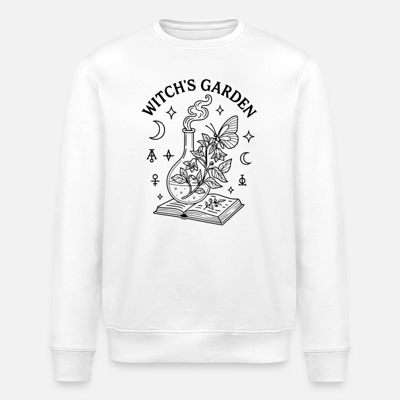 Zauber Hexe Buch Garten - Stanley/Stella Unisex Bio-Sweatshirt ROLLER - Weiß