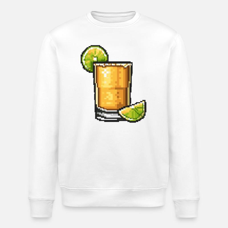 Pixel Cocktail Lime Whiskey - Stanley/Stella ROLLER Unisex Organic Sweatshirt - white