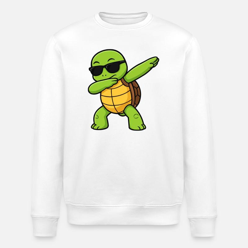 Dab Turtle with sunglasses - Stanley/Stella ROLLER Unisex Organic Sweatshirt - white
