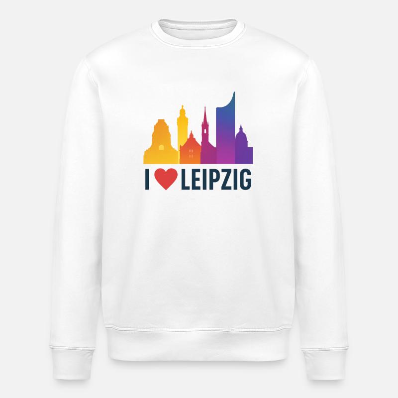 Leipzig Skyline Herzliebe - Stanley/Stella Unisex Bio-Sweatshirt ROLLER - Weiß