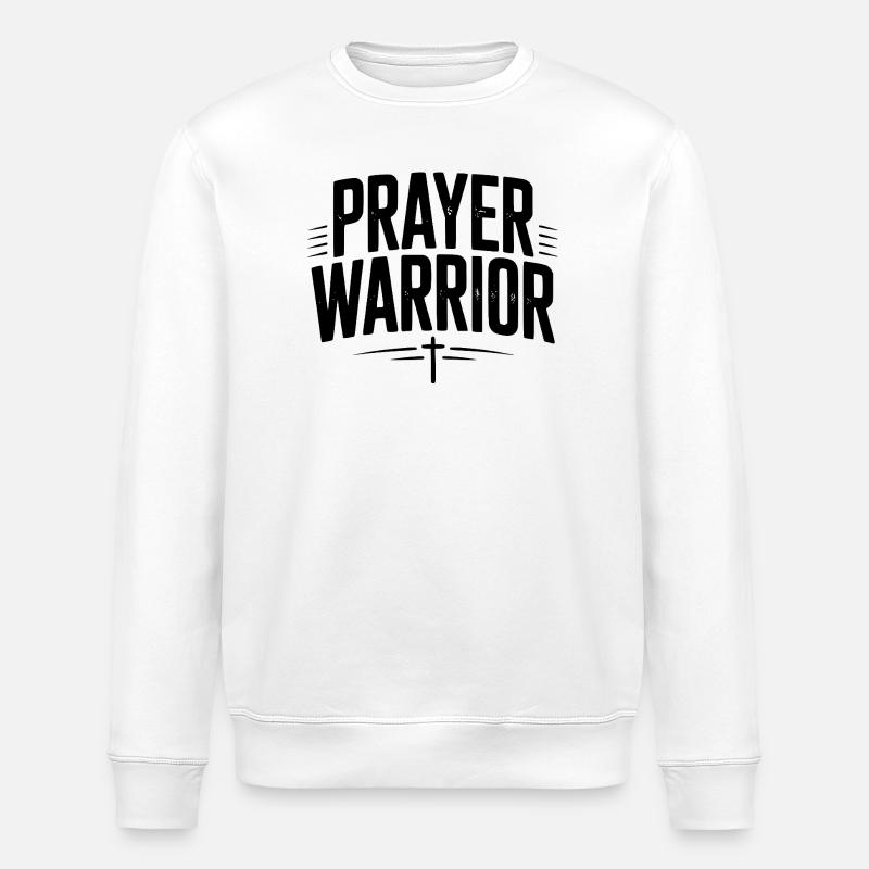 Prayer Warrior - Stanley/Stella ROLLER Unisex Organic Sweatshirt - white