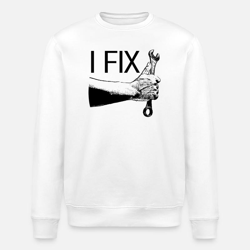 Handwerker mit Schraubenschlüssel - Stanley/Stella Unisex Bio-Sweatshirt ROLLER - Weiß